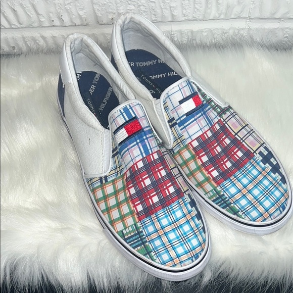 Tommy Hilfiger Plaid Slip-On Sneakers - Picture 1 of 3